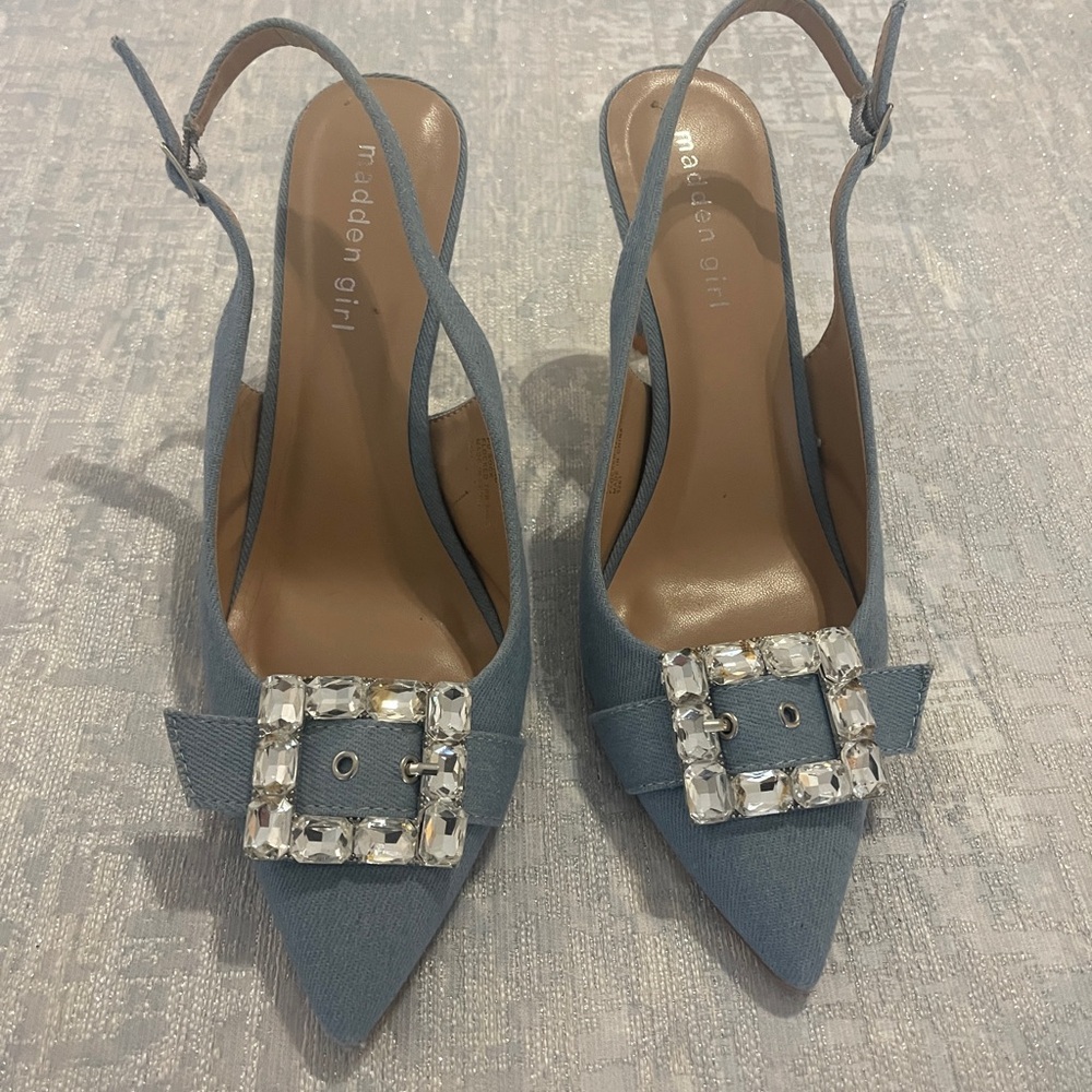Madden Girl Blue Heels with Crystal Embellishment